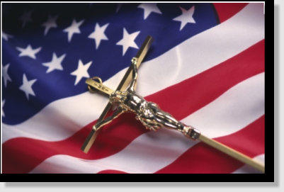 US Flag & crucifix